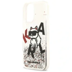 Etui Karl Lagerfeld Liquid Glitter Choupette Logo MagSafe do Apple iPhone 17 przezroczysty