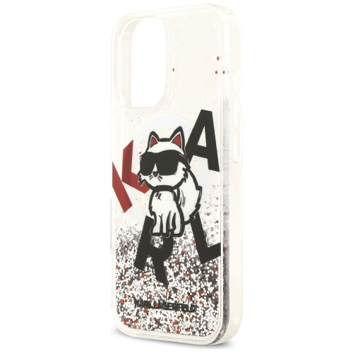 Etui Karl Lagerfeld Liquid Glitter Choupette Logo MagSafe do Apple iPhone 17 przezroczysty