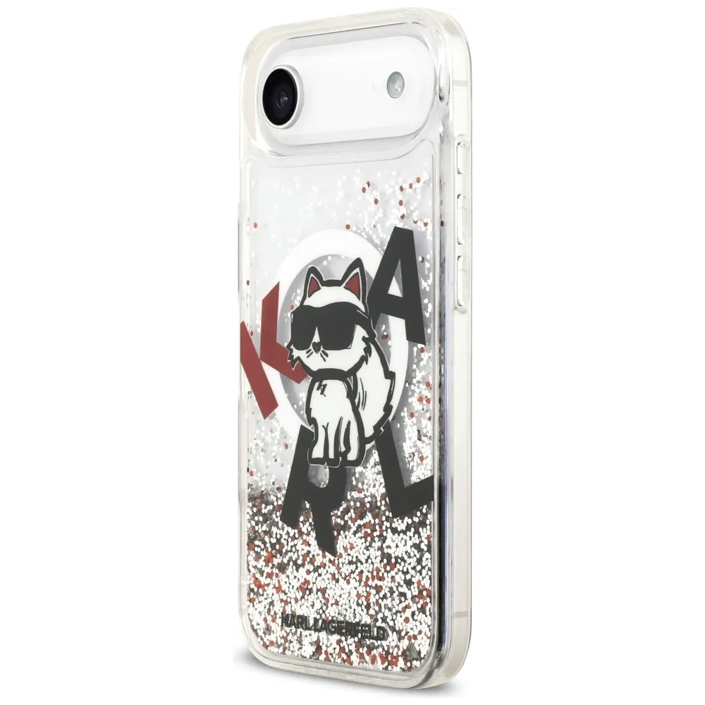 Etui Karl Lagerfeld Liquid Glitter Choupette Logo MagSafe do Apple iPhone Air przezroczysty