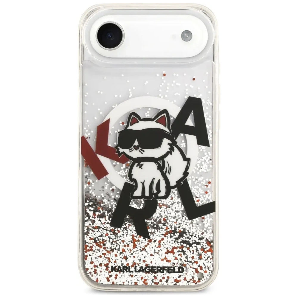 Etui Karl Lagerfeld Liquid Glitter Choupette Logo MagSafe do Apple iPhone Air przezroczysty