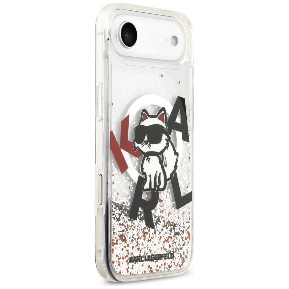 Etui Karl Lagerfeld Liquid Glitter Choupette Logo MagSafe do Apple iPhone Air przezroczysty