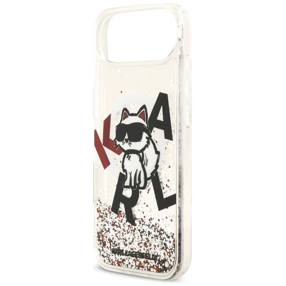 Etui Karl Lagerfeld Liquid Glitter Choupette Logo MagSafe do Apple iPhone Air przezroczysty