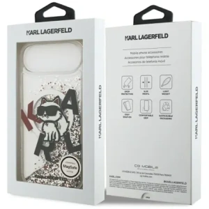 Etui Karl Lagerfeld Liquid Glitter Choupette Logo MagSafe do Apple iPhone Air przezroczysty