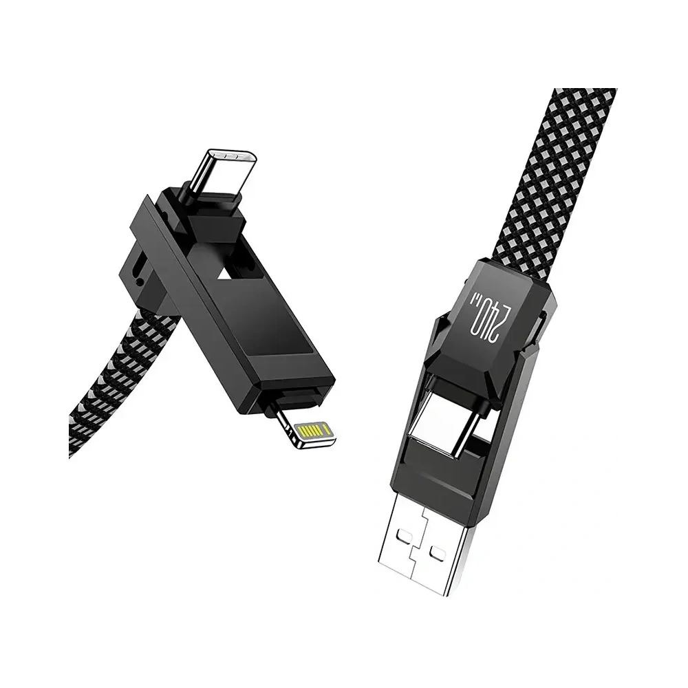 Kabel USB 4w1 Blitzwolf BW-HDC7 USB-A, USB-C / USB-C, Lightning 240W 1.2m (czarny)