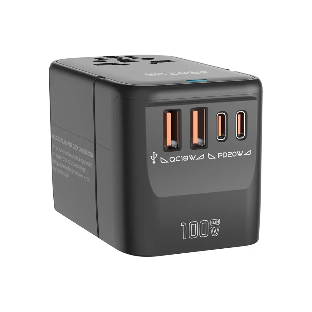 Adapter podróżny 5w1 Blitzwolf BW-TA2 2xUSB-A QC, 2xUSB-C PD, USB-C GaN 100W
