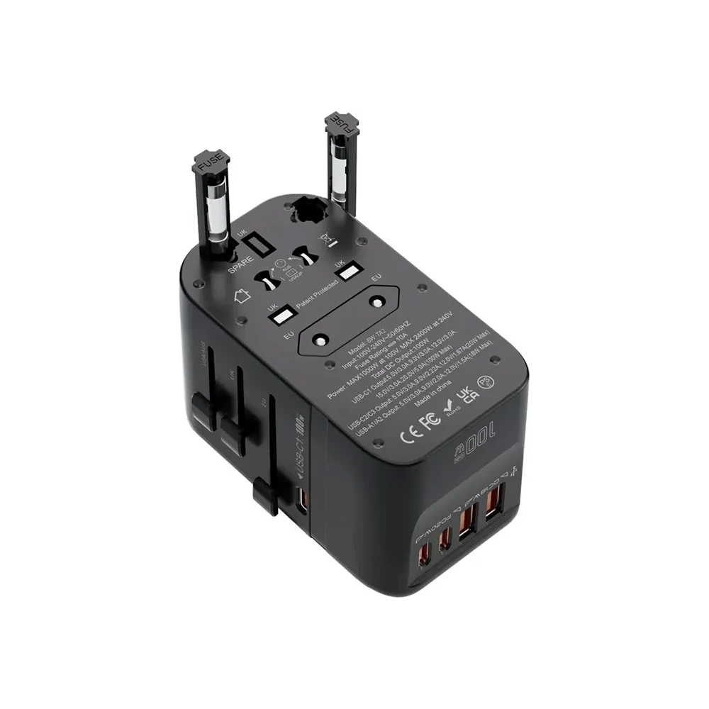 Adapter podróżny 5w1 Blitzwolf BW-TA2 2xUSB-A QC, 2xUSB-C PD, USB-C GaN 100W