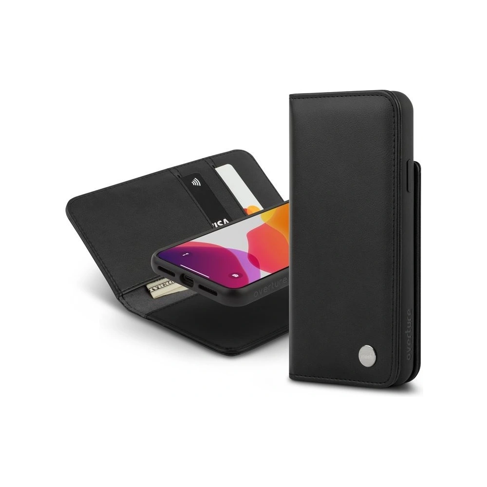 Etui Moshi Overture 2w1 Apple iPhone 11 Pro Max z kieszeniami na karty + stand up (system SnapTo) (Charcoal Black)