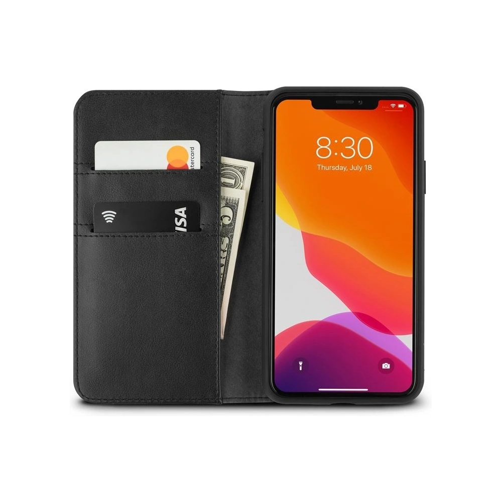 Etui Moshi Overture 2w1 Apple iPhone 11 Pro Max z kieszeniami na karty + stand up (system SnapTo) (Charcoal Black)