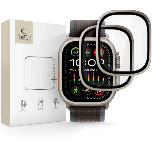Szkło hartowane Tech-Protect Glass Ring do Apple Watch Ultra 1 / 2 / 3 49mm Titanium [2 PACK]