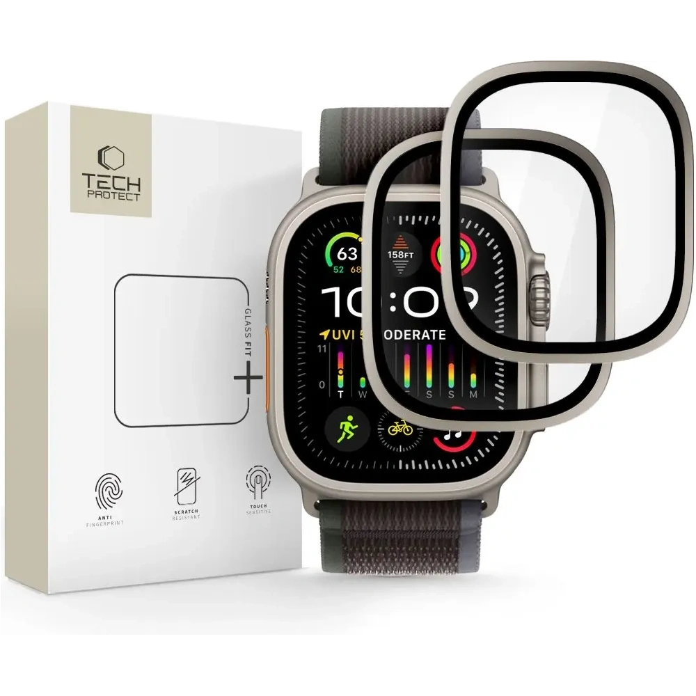 Szkło hartowane Tech-Protect Glass Ring do Apple Watch Ultra 1 / 2 49mm Titanium [2 PACK]