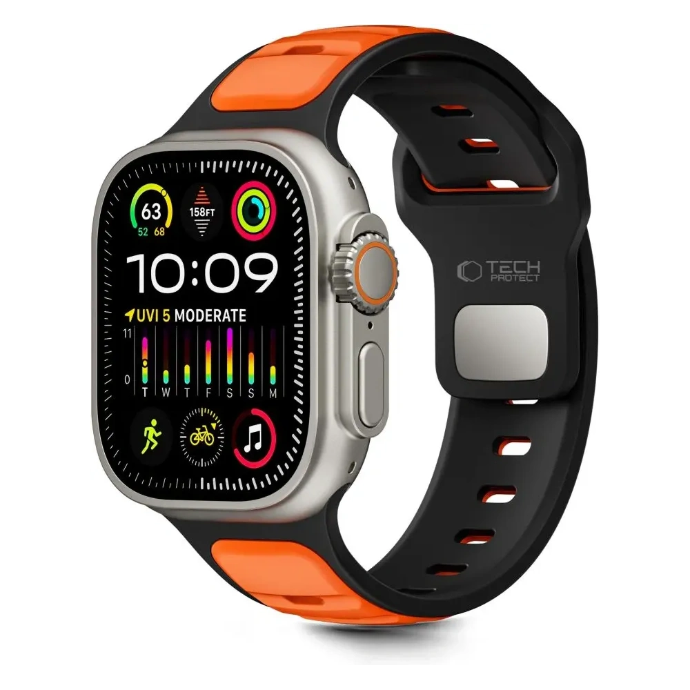 Pasek Tech-Protect IconBand Line do Apple Watch 8 / 9 / 10 / 11 / SE / Ultra 44/45/46/49mm Black/orange