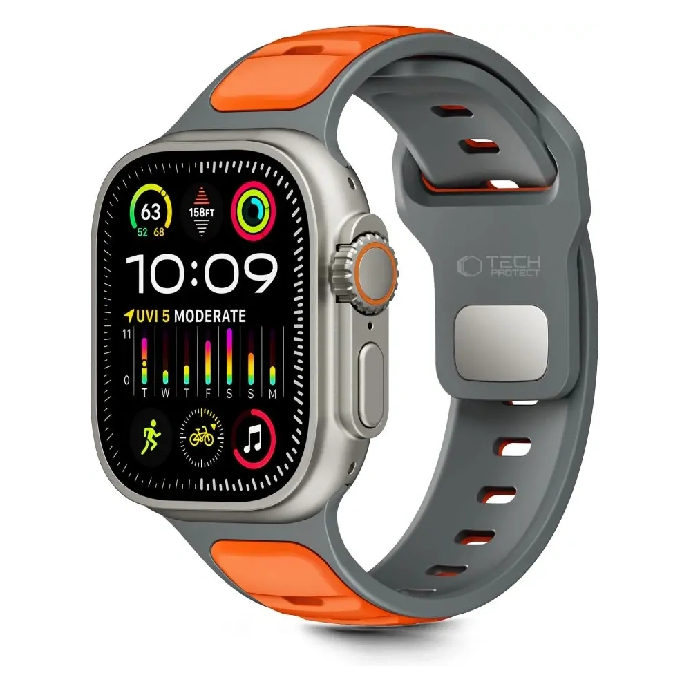 Pasek Tech-Protect IconBand Line do Apple Watch 8 / 9 / 10 / 11 / SE / Ultra 44/45/46/49mm Grey/orange