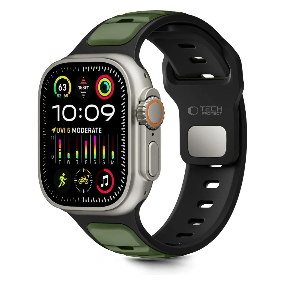 Pasek Tech-Protect IconBand Line do Apple Watch 8 / 9 / 10 / 11 / SE / Ultra 44/45/46/49mm Black/green