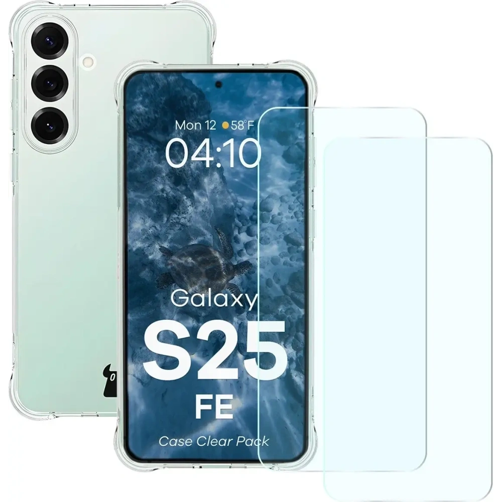 Elastyczne etui + 2x szkło hartowane Bizon Case Clear Pack do Samsung Galaxy S25 FE