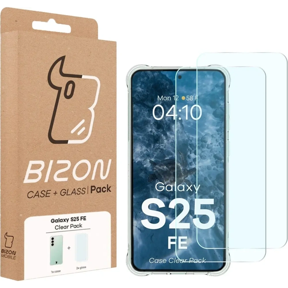 Elastyczne etui + 2x szkło hartowane Bizon Case Clear Pack do Samsung Galaxy S25 FE
