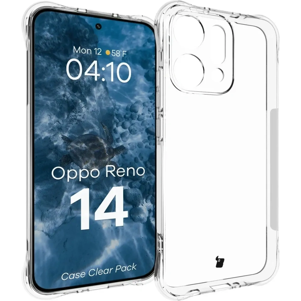Elastyczne etui + 2x folia na ekran Bizon Case Clear Pack do Oppo Reno 14