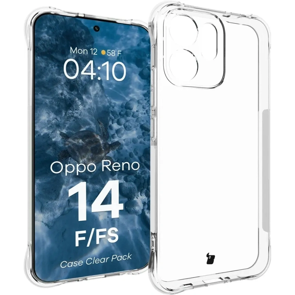Elastyczne etui + 2x folia na ekran Bizon Case Clear Pack do Oppo Reno 14 F / FS