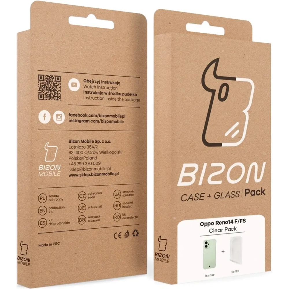 Elastyczne etui + 2x folia na ekran Bizon Case Clear Pack do Oppo Reno 14 F / FS