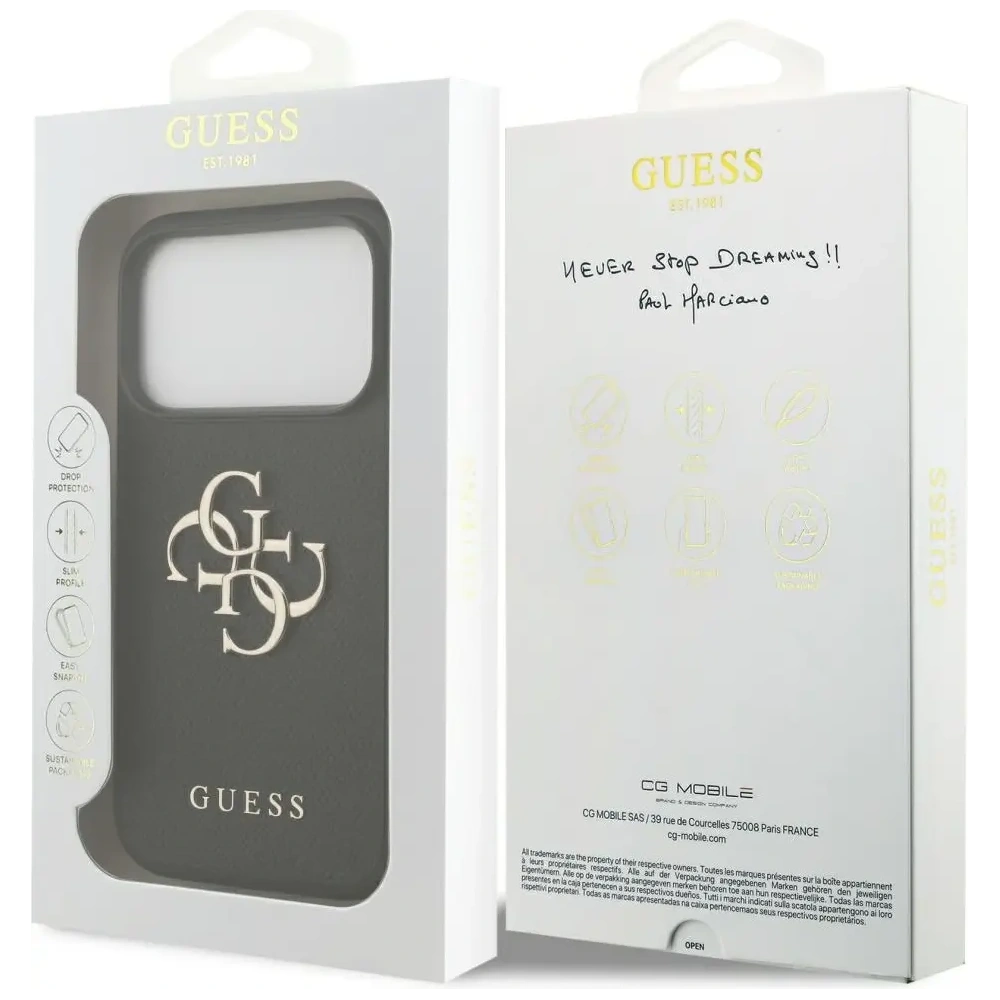 Etui Guess Grained Big 4G & Classic Logo do Apple iPhone 17 Pro czarny