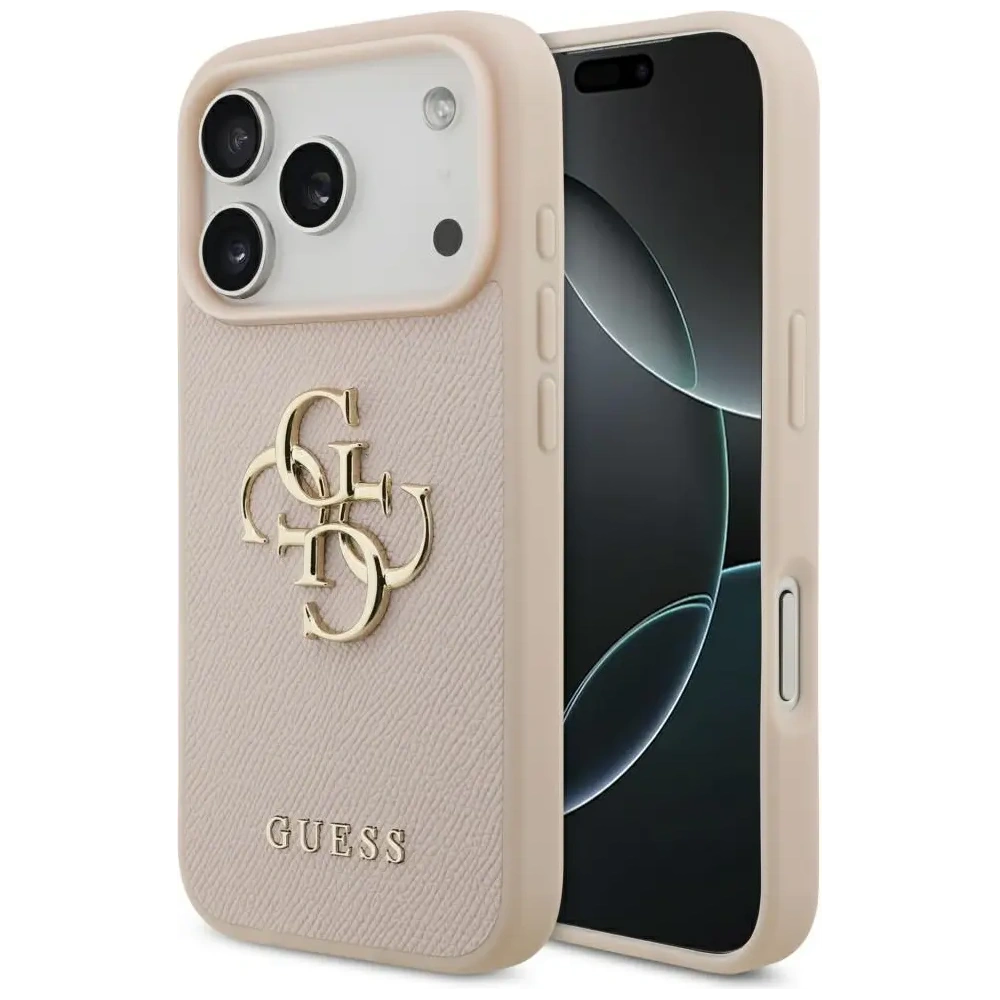 Etui Guess Grained Big 4G & Classic Logo do Apple iPhone 17 Pro różowy