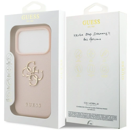 Etui Guess Grained Big 4G & Classic Logo do Apple iPhone 17 Pro różowy