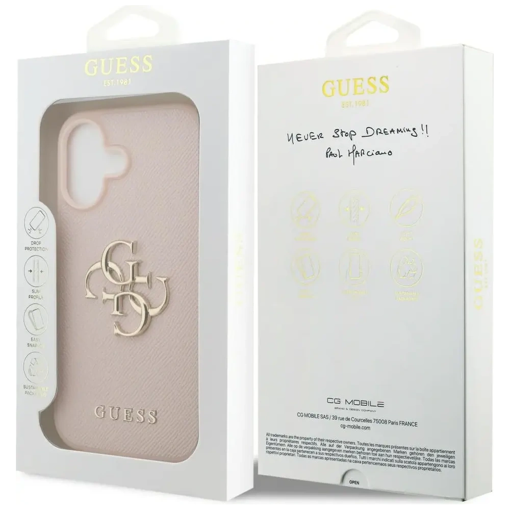 Etui Guess Grained Big 4G & Classic Logo do Apple iPhone 17 różowy