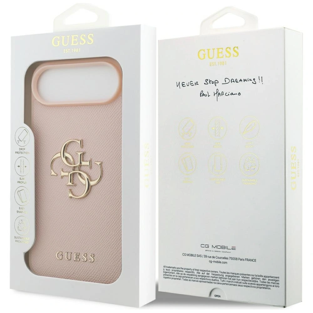 Etui Guess Grained Big 4G & Classic Logo do Apple iPhone Air różowy