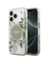 Etui Guess IML Flower & Tonal Circle MagSafe do Apple iPhone 17 Pro zielony