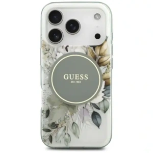 Etui Guess IML Flower & Tonal Circle MagSafe do Apple iPhone 17 Pro zielony