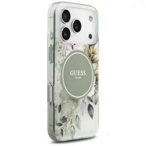Etui Guess IML Flower & Tonal Circle MagSafe do Apple iPhone 17 Pro zielony