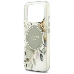Etui Guess IML Flower & Tonal Circle MagSafe do Apple iPhone 17 Pro zielony