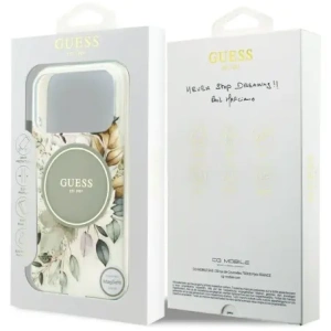Etui Guess IML Flower & Tonal Circle MagSafe do Apple iPhone 17 Pro zielony