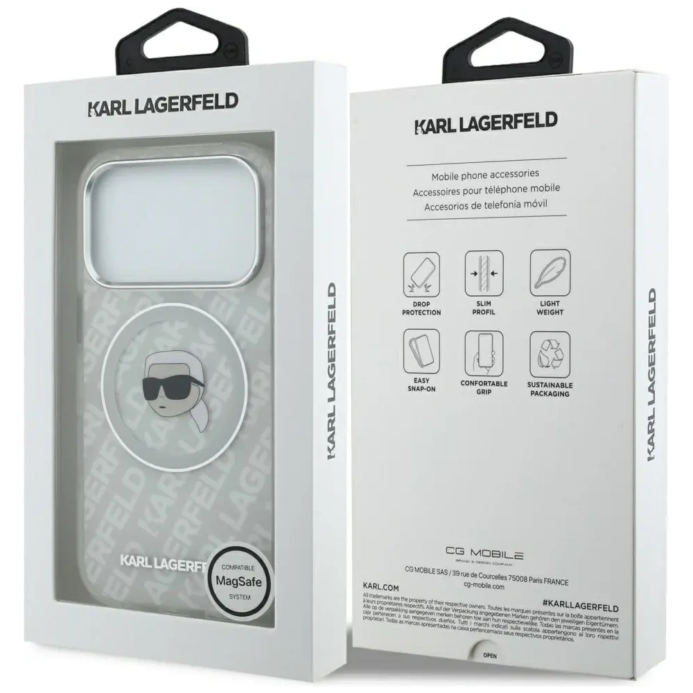 Etui Karl Lagerfeld IML Karl Head Logo MagSafe do Apple iPhone 17 Pro Max szary