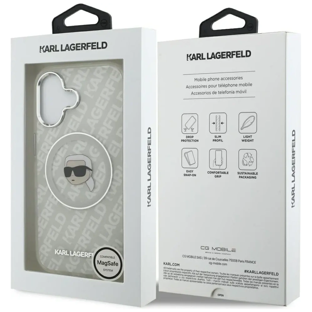 Etui Karl Lagerfeld IML Karl Head Logo MagSafe do Apple iPhone 17 szary