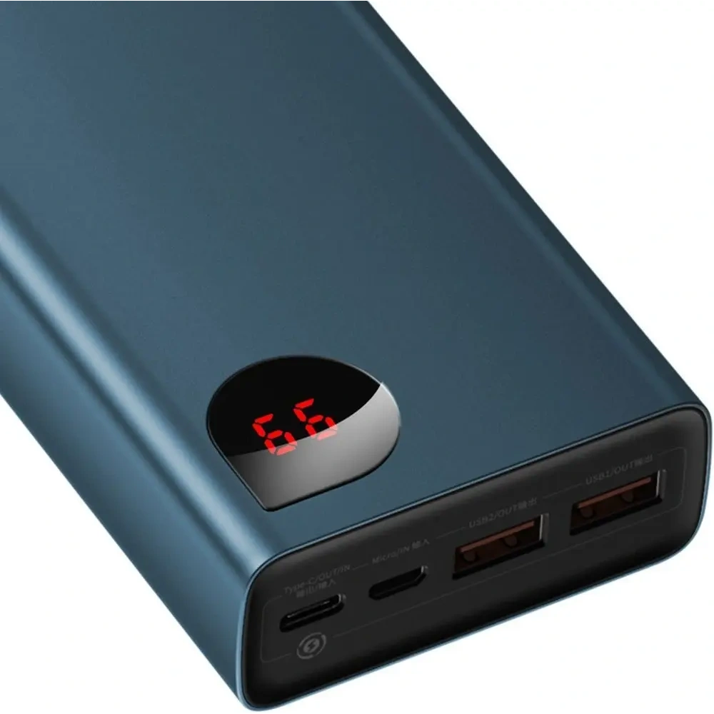Powerbank Baseus Adaman 2xUSB-A, USB-C, micro USB 20000mAh 65W Quick Charge 4.0 Power Delivery niebieski