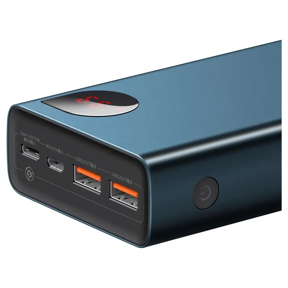 Powerbank Baseus Adaman 2xUSB-A, USB-C, micro USB 20000mAh 65W Quick Charge 4.0 Power Delivery niebieski