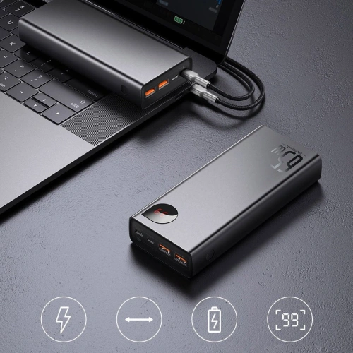 Powerbank Baseus Adaman 2xUSB-A, USB-C, micro USB 20000mAh 65W Quick Charge 4.0 Power Delivery niebieski