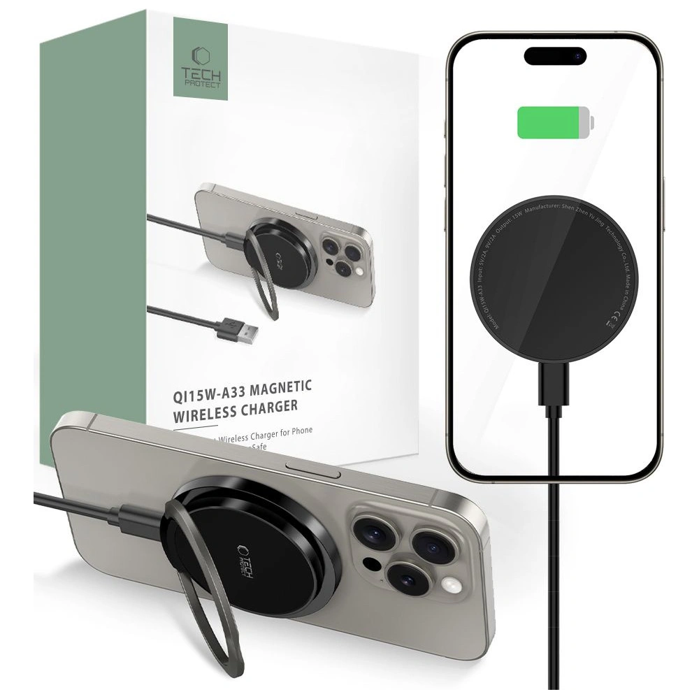 [CR] Ładowarka bezprzewodowa Tech-Protect QI15W-A33 Magnetic MagSafe Wireless Charger Black