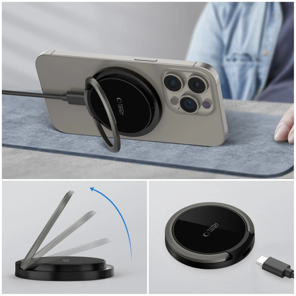 [CR] Ładowarka bezprzewodowa Tech-Protect QI15W-A33 Magnetic MagSafe Wireless Charger Black