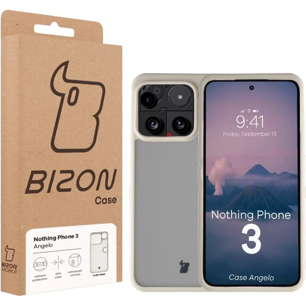 Etui Bizon Case Angelo do Nothing Phone (3) półprzezroczyste z beżową ramką