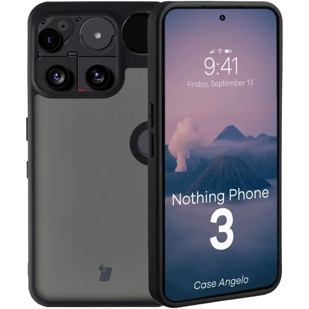 Etui Bizon Case Angelo do Nothing Phone (3) przydymione z czarną ramką