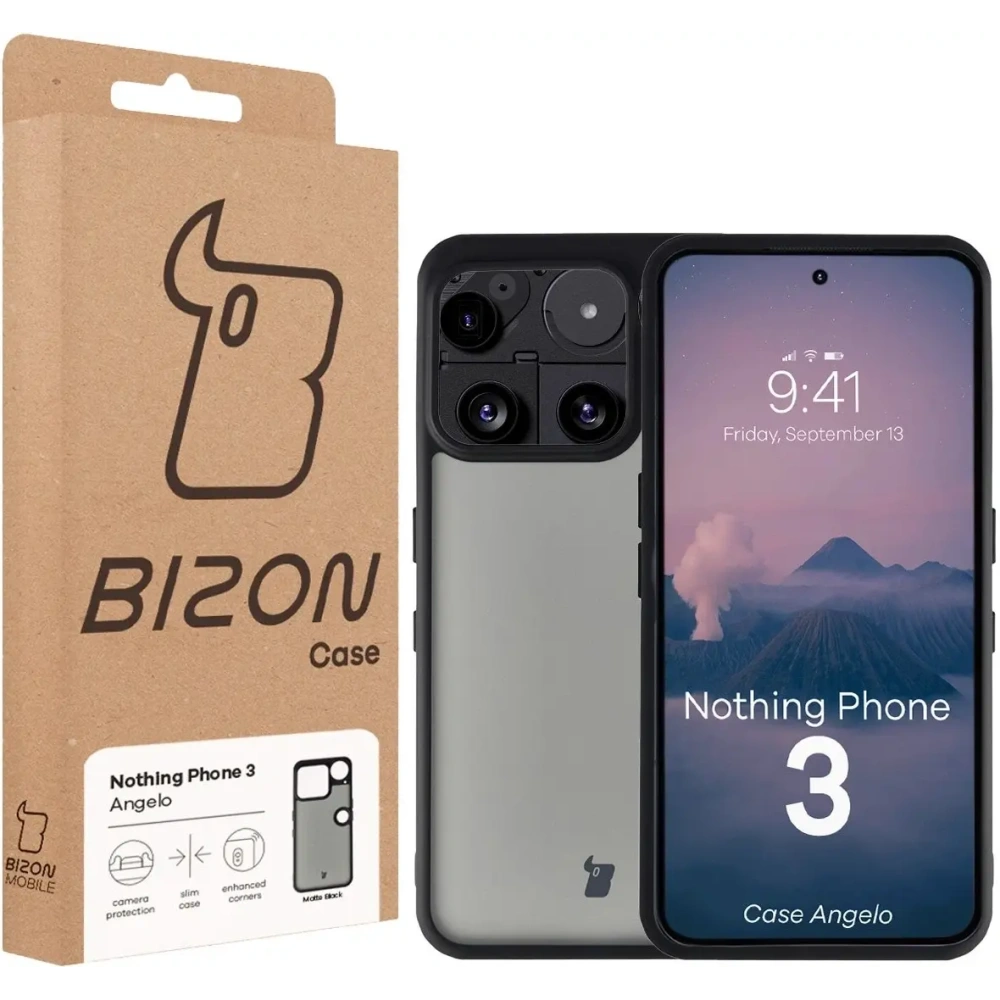 Etui Bizon Case Angelo do Nothing Phone (3) przydymione z czarną ramką