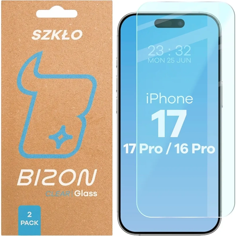 Szkło hartowane Bizon Glass Clear Duo do iPhone 17 / 17 Pro / 16 Pro [2 PACK]