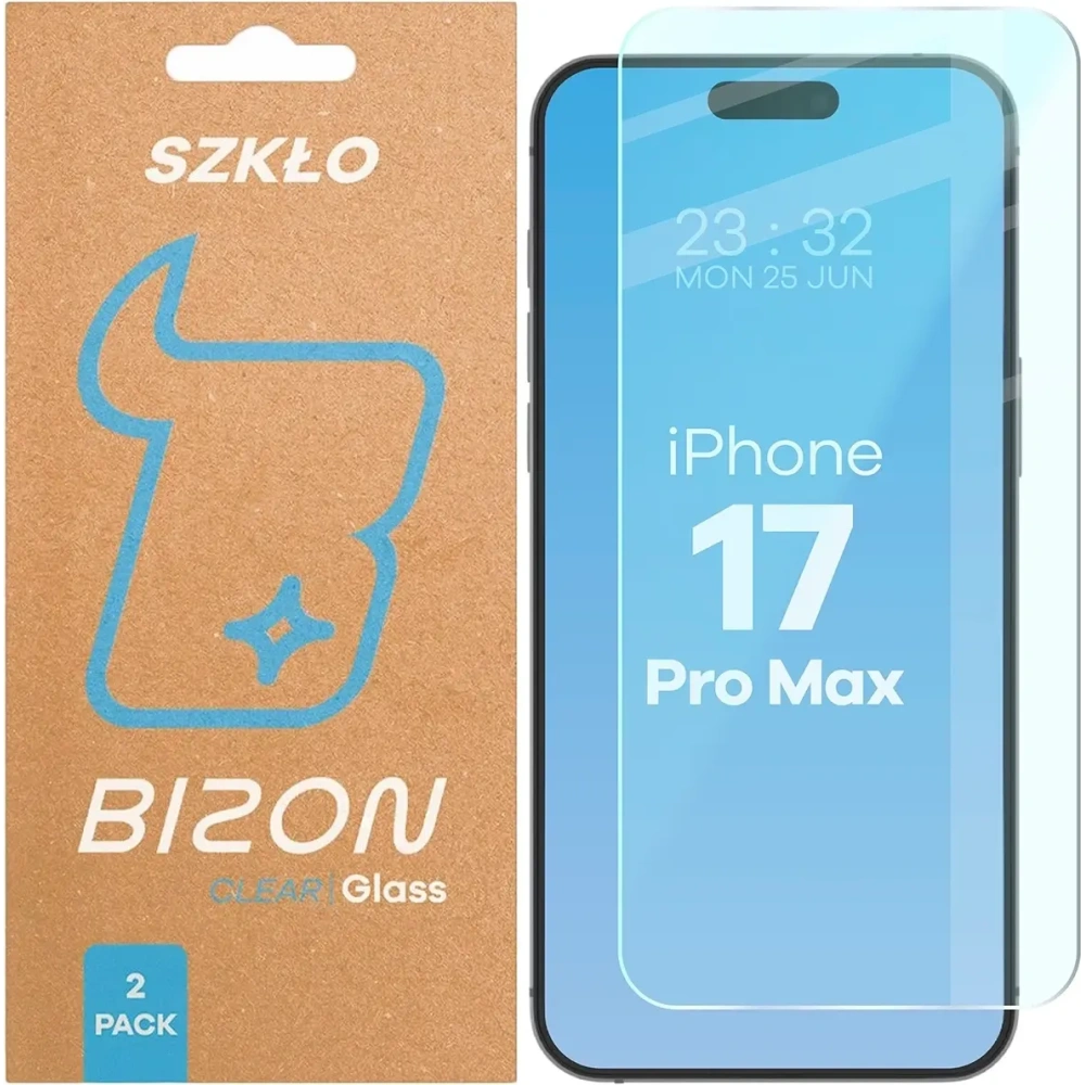 Szkło hartowane Bizon Glass Clear Duo do iPhone 17 Pro Max [2 PACK]