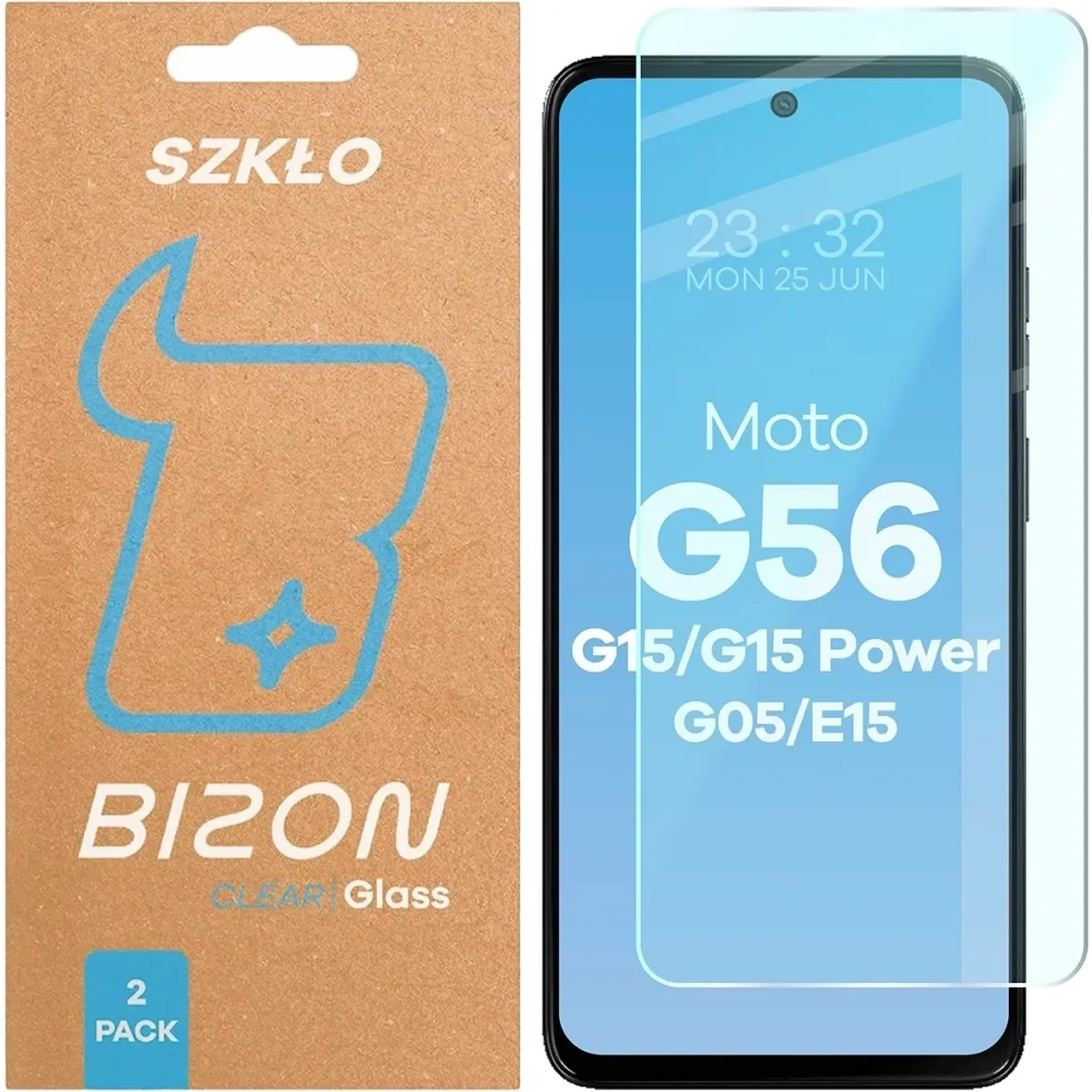 Szkło hartowane Bizon Glass Clear Duo do Motorola Moto G15 / G15 Power / G05 / E15 / G56 5G [2 PACK]