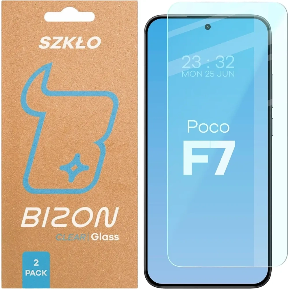 Szkło hartowane Bizon Glass Clear Duo do Xiaomi POCO F7 [2 PACK]