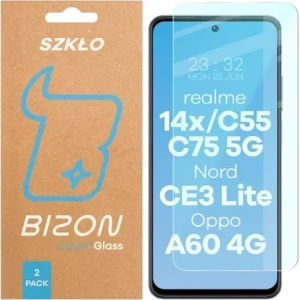 Szkło hartowane Bizon Glass Clear Duo do Realme 14x 5G / C55 / C75 / OnePlus Nord CE 3 Lite / Oppo A60 4G [2 PACK]