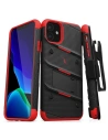 Zizo Bolt Cover - Case for iPhone 11 with Military Grade + Glass Screen Protector & Kickstand and Holster (Red/Black)