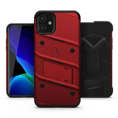 Kup Páncélozott tok Zizo Bolt Cover Apple iPhone 11 9H üveggel a kijelzőn + állvány & övtartó (Piros/Fekete) - ZIZ005REDBLK - {ean13} - Sklep Home Screen