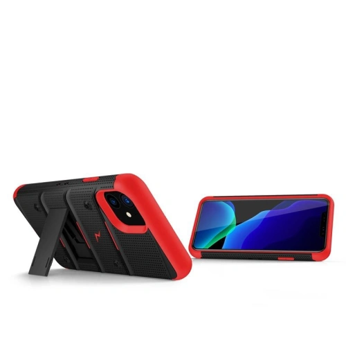 Kup Páncélozott tok Zizo Bolt Cover Apple iPhone 11 9H üveggel a kijelzőn + állvány és övtartó (Fekete/Piros) - ZIZ006BLKRED - {ean13} - Sklep Home Screen